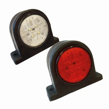 Markeringslys hvit/rød LED 9-32V kort 68x87x44 mm 150 mm kabel