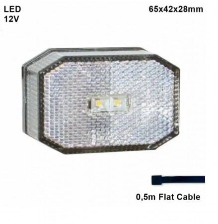 Markeringslykt LED hvit Aspöck Flexipoint 1 12V 0,5m kabel