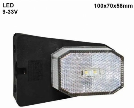 Markeringslykt LED hvit Aspöck Flexipoint 1 9-33V med 100mm holder, 1m kabel